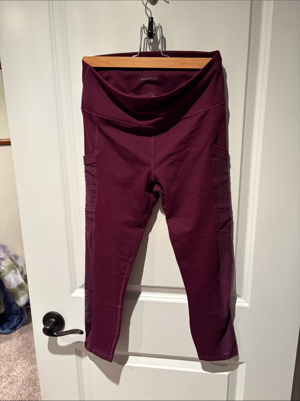 Fabletics Wine Capri Leggings with Side Pockets